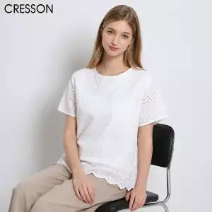 [(CRESSON)] 블라썸 펀칭 반소매 블라우스 (택가격: 178000원)