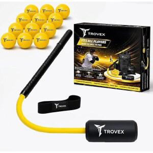 TROVEX 야구 배팅 트레이너 시스템 u2013, 스윙 속도, 타이밍 및 정확성 향상 u2013 모든 스킬 레벨 로프 키트, 연습용 공, 폼 배트 청소년 캐리백 포함
