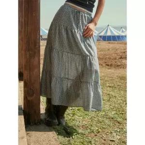 [AK수원점] [후아유] 여성 Check Long Tiered Skirt WHWHG2441F