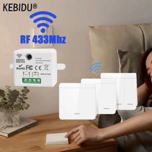 RF 433Mhz 무선 스마트 벽 패널 리모컨 포함 1/2/3갱 미니 릴레이 수신기 인터럽터 홈 LED 라이트 램프 스위치