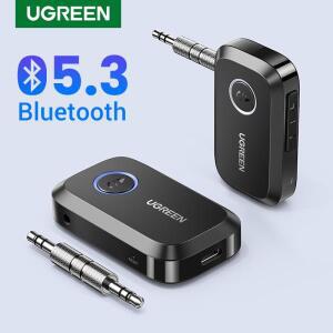 UGREEN-블루투스 자동차 수신기 어댑터, 3.5mm AUX 잭 스피커 오디오 음악 핸즈프리 블루투스 5.3