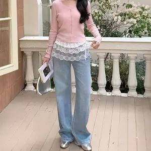 [하프클럽/]프릴 레이스 랩스커트 미니 치마 레이어드룩