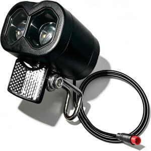 12V-60V 유니버셜 전기자전거 헤드라이트(혼 포함) IPX4 방수 115Lux 로우빔 2/3핀 플러그 or 스쿠터용 라