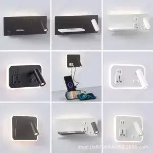 LED 각도 조절식 벽 램프 USB 충전 포트 모바일 무선 거실 호텔 침실 침대 옆 독서등