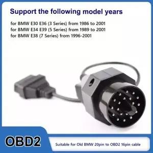 20핀에서 OBD2 암 어댑터 커넥터 OBDII 진단 연장 케이블 구형 BMW E30 E34 E36 E38 E39 용