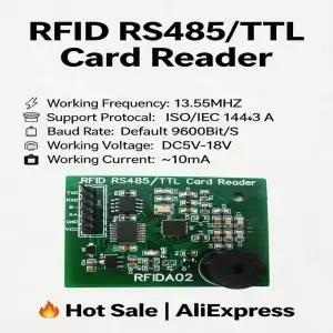RS485 UART 13.56MHz RFID 리더/라이터 모듈 RC522/CV520 NFC UID IC 카드 아두이노 UNO MEGA Pi용