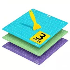 3개입 12x12 재사용 가능 접착식 비닐 커팅 매트 강력한 패브릭 그립 교체용 카메오 크리컷 시리즈
