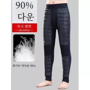 아크틱 벨벳 다운 팬츠 두꺼운 보온 바지 남성용 겨울 방한 하이웨이스트 면바지 플리스 안감