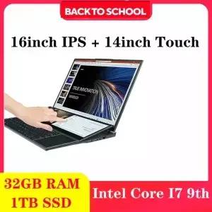 듀얼 스크린 노트북 14인치 터치 LCD 16GB/8GB 램 1TB/512GB SSD i7 9세대 6코어 게이밍