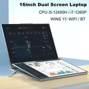 16+16인치 듀얼 스크린 노트북 인텔 i7-1360P 윈도우 11 64GB 2*DDR4 M.2 2280 2TB SSD WIFI BT 컴퓨터