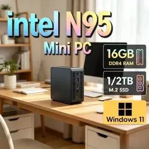 브랜드+ 코어 N95 미니 PC 윈도우 11 프로 소형 포켓 컴퓨터 16GB 램 1TB SSD WIFI 6 BT5.2 4K HD 게이밍