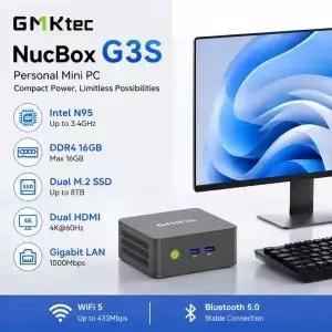 GMKtec NucBox G3S 미니 PC 인텔 N95 DDR4 16GB 2xM.2 SSD 듀얼 HDMI 4K WiFi5 BT5.0 기가비트 LAN 윈도우