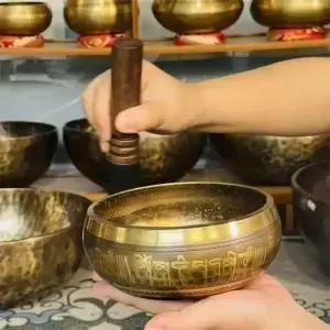 티베트 황동 싱잉볼 사운드 힐링 스트레스 해소를 위한 요가 명상볼 부처 마음챙김볼 수공예 악기