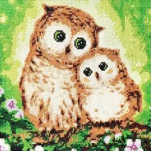 TBZ 엄마와 아기 부엉이 캔버스 보석십자수 30x30 부엉이보석십자수