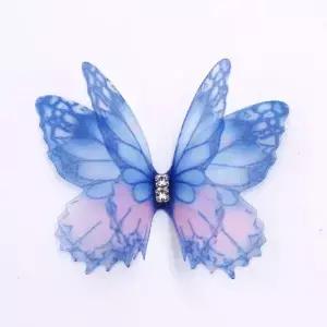 50Pcs 3D Organza 패브릭 나비 아플리케 그라디언트 색상 더블 레이어 시뮬레이션 메쉬 패치 반투명