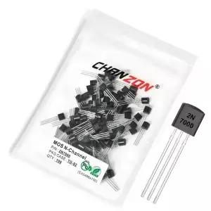 N-채널 Mosfet 바이폴라 접합 트랜지스터 BJT SIC Mos Fets 삼극관 200mA 60V 집적 회로 2N7000 TO-92 100