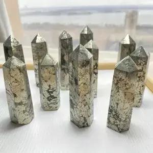 천연 파이라이트 타워 크리스탈 에너지 영적 석영 차크라 매직 칼럼 집 장식 명절 선물