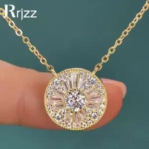 Rrjzz 5mm D-컬러 모사나이트 여성 펜던트 목걸이 GRA 보석 선물 포함 행운의 원반형 사다리꼴 CZ 랩