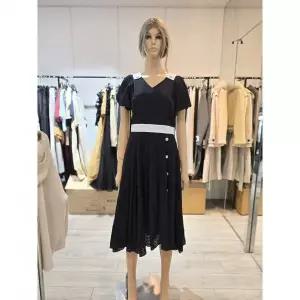 이월수량 배색 포인트 밑단 프릴 롱 원피스 ER2RD-561 2786558