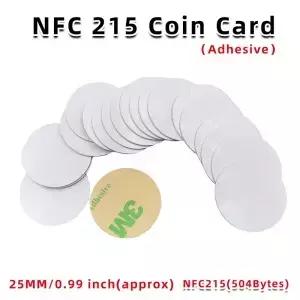 25mm 13.56Mhz NFC Nt/ag215 스티커 접착 코인 카드 태그 215 PVC 모든 전화용 방수