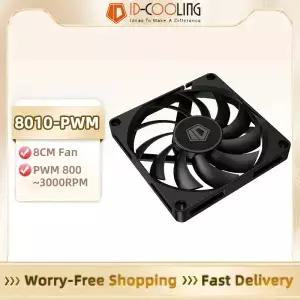 ID-COOLING NO-8010-PWM 섀시 팬 80mm 초박형 냉각 소형 4핀 800-3000RPM 컴퓨터 케이스 CPU 방열판 PC