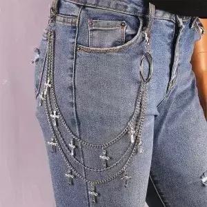 스타 펜던트 메탈 팬츠 체인 힙합 펑크 허리 링크 행잉 쥬얼리 액세서리 청바지 벨트 여성용 남성용