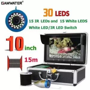 GAMWATER-10 인치 1000TVL 어군 탐지기 수중 낚시 카메라 30 led 15M 30M 50M 강/얼음/겨울
