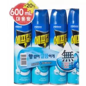 에프킬라 에어로졸 무향 600ml 4개 초파리 날파리 모기 퇴치제 살충제 모기약