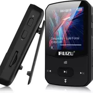 RUIZU X52 미니 스포츠 블루투스 클립 MP3 플레이어 휴대용 음악 워크맨 화면 지지대 FM 녹음 시계 만보기