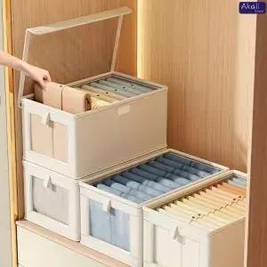 명확한 창을 가진 큰 화포 저장 상자 뚜껑을 두껍게 한 접이식 옷 조직자 가정 방진