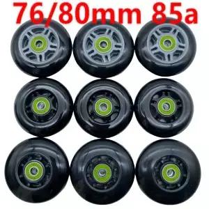 인라인 롤러 스케이트 비 깜박임 휠 76mm 85A 블랙 8 바퀴/로트
