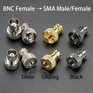 2PCS BNC 암-수형 SMA RF 어댑터 니켈/금도금/검정 도금 동축 커넥터(무전기 안테나용)