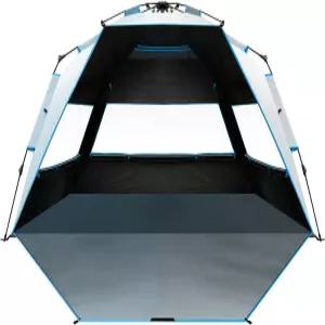 OutdoorMaster 비치 텐트 블랙아웃 코팅 4 팝업 선 쉘터 95 자외선 차단 9.5mm 더 두꺼운 폴 즉시 설치