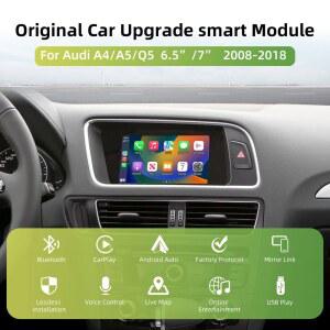 아우디 호환 호환 A4 A5 Q5 2008 2018용 무선 CarPlay 안드로이드 오토 디코더 박스 MMI 3G 6.5인치/7인치 스크린 OEM 스크린 업그레이드 플러그 앤 플레이