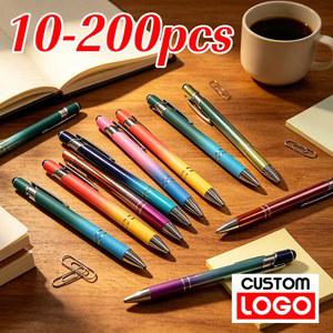 유리 마카펜 10 200Pcs 터치 스크린 볼펜 그라디언트 컬러 알루미늄 막대 텍스트 이름 금속 조각 로고