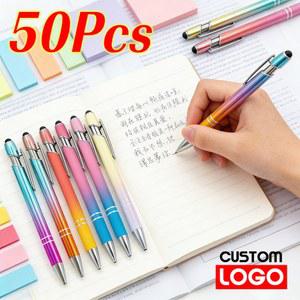 유리 마카펜 50개 로고 그라데이션 컬러 금속 볼펜 터치스크린 스타일러스 기능 포함 사무용 판촉용 선물
