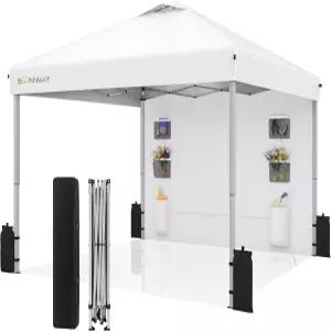 SANWAY 10x10 팝업 캐노피 비치 텐트 측면 벽 포켓 포함 실버 화이트 원터치 설치 쉘터 휴대 가능 즉시