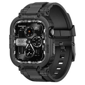 애플호환 WATCH SERIES 11/10과 호환되는 남성용 46MM BAND CASE M1 SPORT 러기드 헤비 듀티 커버 전술 스트랩 군용 등급 보호 범퍼 IWATCH 블랙 색상