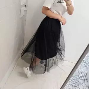 오너클랜 망사 롱스커트 여름 블랙 샤스커트 롱치마 튜튜스커트 망사스커트 레이스스커트
