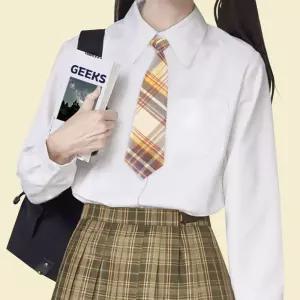 타이 학생 교복넥타이 자동넥 스쿨룩 노랑 체크무늬