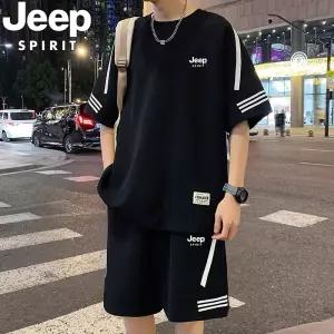 JEEP 2025 남성 트레이닝복 세트 여름 반바지 반팔티 운동복