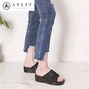 [셀러허브 패션][애슬릿] 여성 패턴 사무실 통굽 웨지 힐 슬리퍼 4.5cm (6971243A)