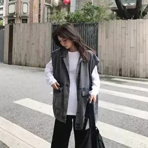 [셀러허브 패션][에스이엔몰] 루즈핏 오버핏 블랙 조끼 데님 베스트 (7199100A)