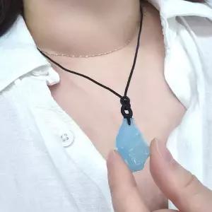 아쿠아 천연석 마린 블루 스톤 팬던트 목걸이