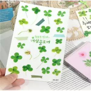 모리온 투명 꽃스티커 네잎클로버 감성스티커