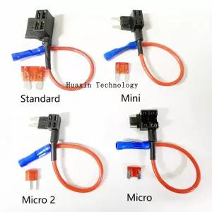 12V 24V 미니 소형 중형 자동차 퓨즈 홀더 10A 마이크로 표준 ATM 블레이드 퓨즈가있는 추가 회로 탭 어댑터