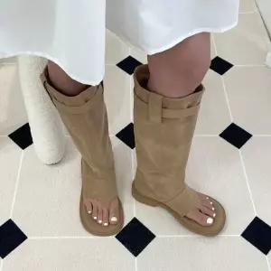 해피마이다스 슬라우치 샌들부츠 오픈토 토포스트 플랫 러버아웃솔 5FWY