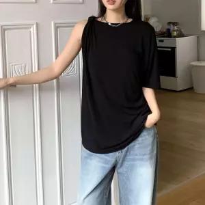 빅사이즈 레이온 언발 반팔 티셔츠