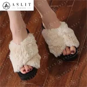 [셀러허브 패션][애슬릿] 엑스 퍼 스트랩 여성 통굽 웨지 슬리퍼 7cm (7620445A)