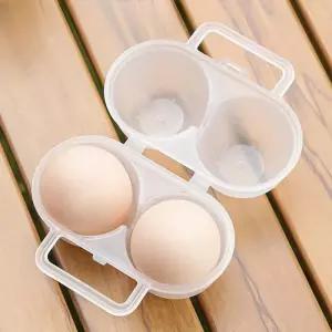 휴대용 2구 계란 보관함 케이스 트레이 달걀 용기 홀더 손잡이